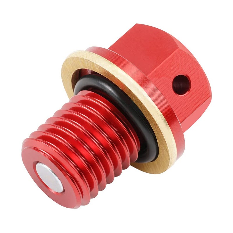 NICECNC Red M12 x 1.5 Magnetic Oil Drain Plug Bolt Dirt/Street Bike Compatible with Honda XR650L 1993-2021, CR125 CR250 CR480 CR500 CR125R CR250R, CBR400R 500R 600RR CBR1000RR,See Fitment - Image 1